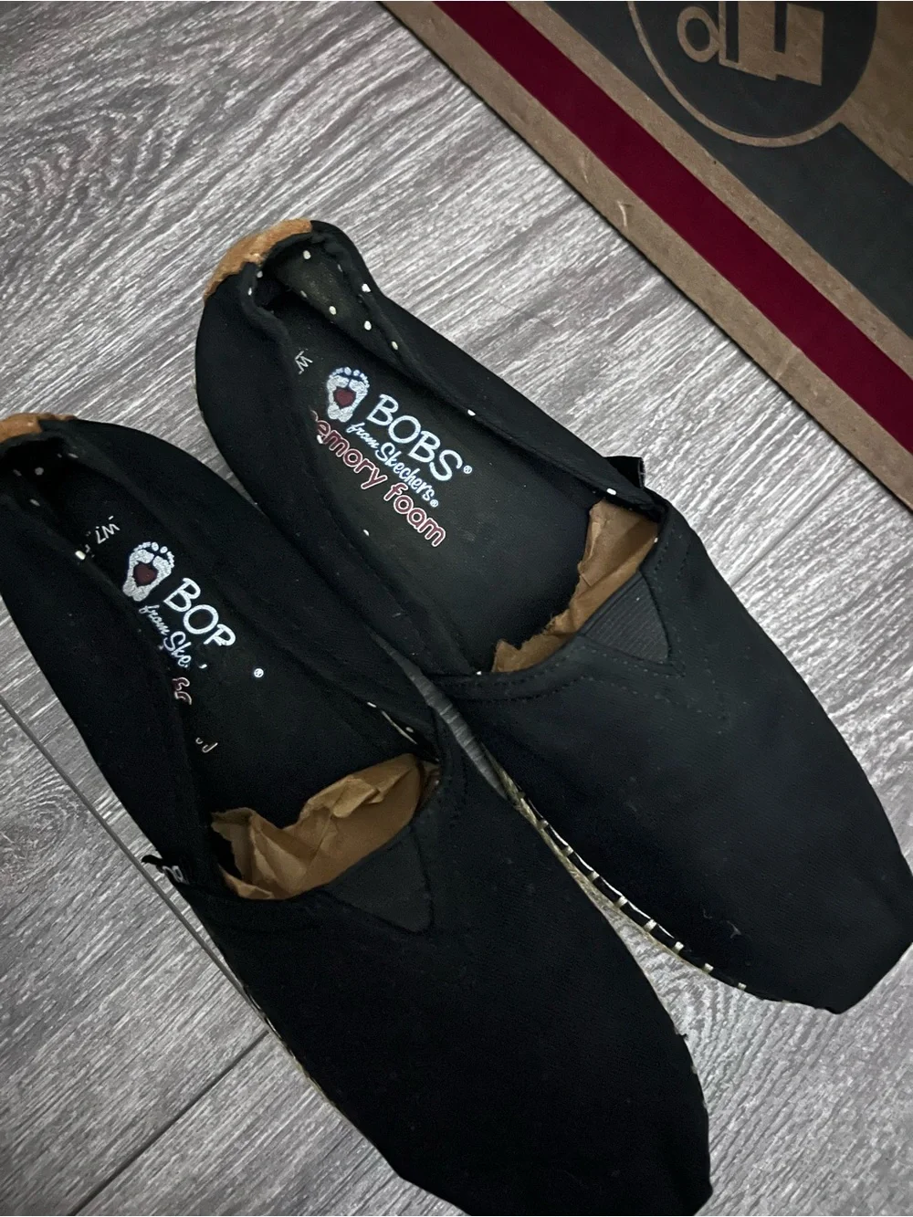 Bobs Black Slip-On Memory Foam Shoes 7.5
